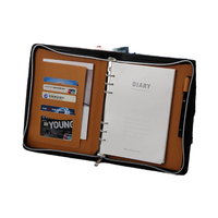 Carnet format A5 avec reliure à 6 anneaux, agenda en cuir PU, 60 pages intérieures, style couverture rigide, reliure à feuilles mobiles