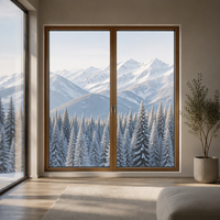 Porte pliante moderne en bois recouvert d'aluminium, triple vitrage isolant, verre trempé, usage extérieur, certifiée Energy Star, isolation thermique