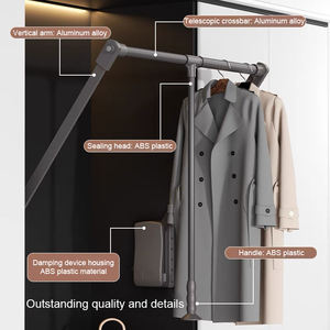 Robuste chambre levage métal organisateur placard tige réglable pour support en alliage d'aluminium vêtements Rail garde-robe tirer vers le bas cintre - Product Image 3