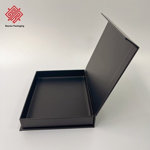 Baoren Factory Direct <b>Black</b> Anti-Scratch Box Matte Film Flip-Cover Magnetic Book-Style Paperboard Customized Gift Paper Boxes - Product Image 2