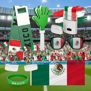 Kit de Fiesta para Fanáticos de México, Set de 6 Piezas con Bufanda, Bandera, Gafas y Accesorios para la Celebración de la Copa Mundial - Product Image 3