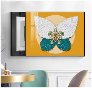 Nascondi interruttore pittura decorativa farfalla cristallo porcellana pittura opere d'arte animali con cornice per la decorazione del corridoio