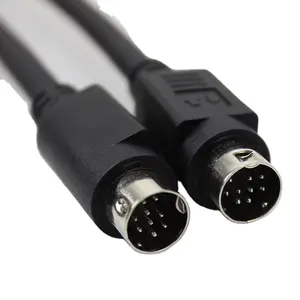 Custom length black High Compatible Vehicle CCTV Mini Din 9 Pin Aviation Connector Mini Din Extension Video Cable for computer