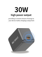 Chargeur mural GaN 30W USB-C à port unique PD 3.0 à charge rapide pour iPhone 16 15 14 iPad Samsung Galaxy – Vente en gros OEM