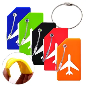 Personalized Bulk Custom Logo Name Bag Travel Accessories Sublimation Print Blank Plastic Loop Strap Silicone PVC Baggage Tag