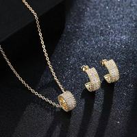 Ensemble collier et boucles d'oreilles pour femme en cuivre rhodié de haute qualité, zircon cubique, or 18 carats, cadeau de mariage classique