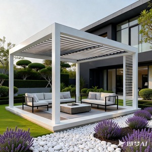 Pérgola Coberta Montada em Alumínio, Gazebo Externo com Teto Elétrico, Perfil de Pérgola com Persiana, Pavilhão de Alumínio para Jardim - Product Image 2