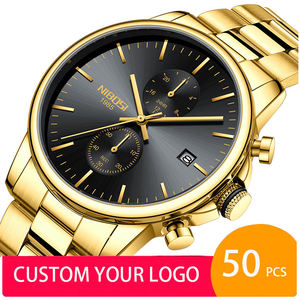 50 pièces de montres-bracelets à quartz Nibosi 2612 personnalisées avec logo OEM, nouvelle montre-bracelet pour homme, montre de luxe vintage pour homme, Montre Reloj Saat - Product Image 1