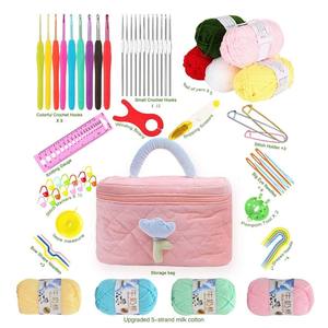 Nouveau kit de crochet de 68 pièces, kit complet de matériel pour débutants, ensemble d'outils de <span class=keywords><strong>tricot</strong></span> portable en laine - Product Image 4