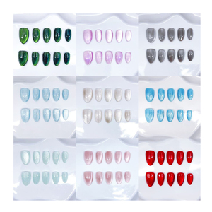 <span class=keywords><strong>Faux</strong></span> <span class=keywords><strong>ongles</strong></span> multicolores en forme d'œil de chat, amande, faits à la main, 10 pièces, de haute qualité, réutilisables, avec de la colle, vente en gros - Product Image 1