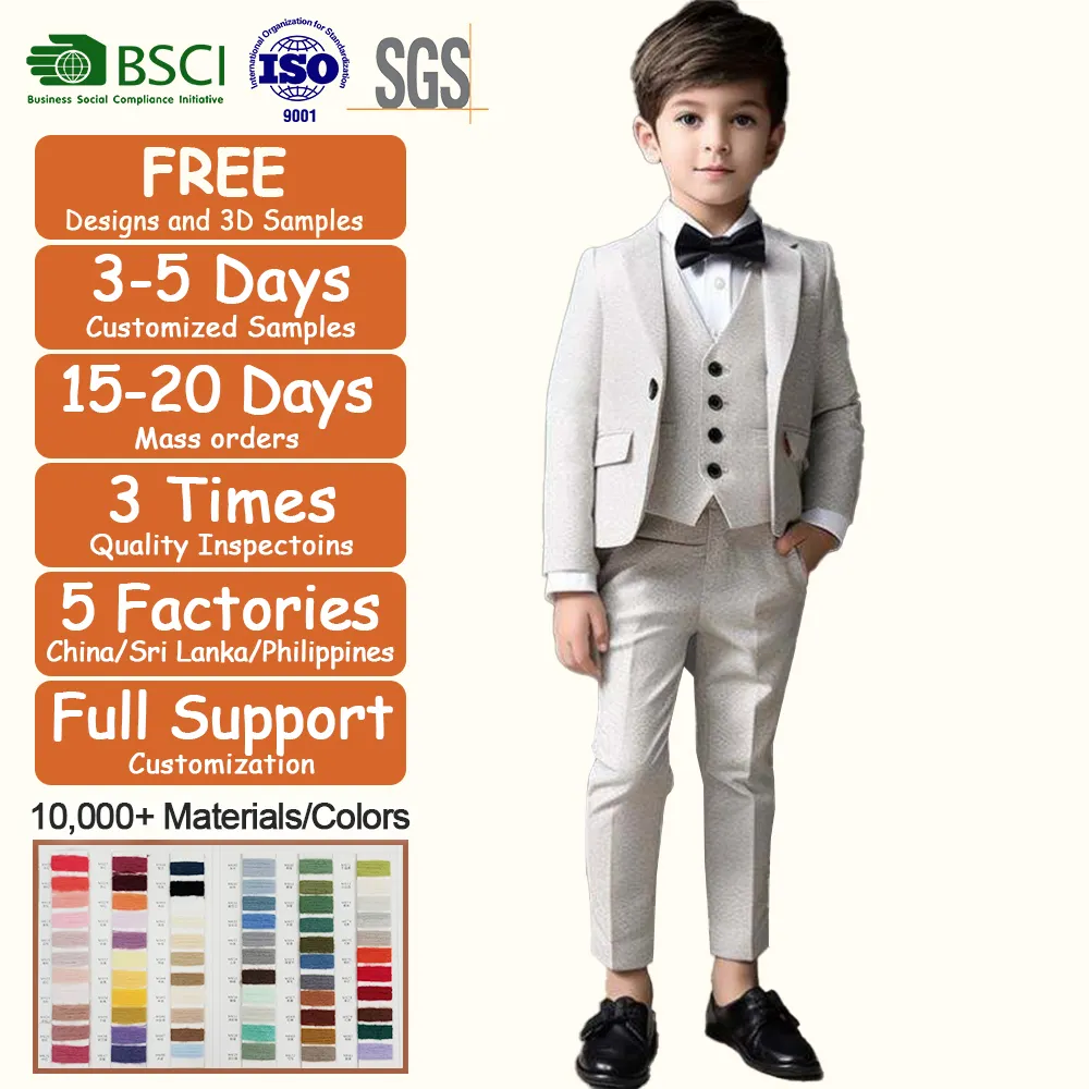 Custom Kleding Baby Trouwpakken Elegante Kids Piano Kleding Smoking Gentleman Kinderen School Uniform Feest 3Pc Jongens Outfits