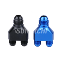 Sumeiji AN8 Fitting Y Block Flare AN6 Fitting Adapter Union Splitter hitam bagian balap