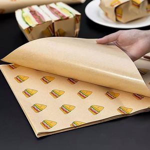 Papier d'emballage alimentaire anti-graisse personnalisé, recyclé, biodégradable, pour hamburgers et sandwichs, papier d'emballage alimentaire anti-graisse de qualité alimentaire - Product Image 4