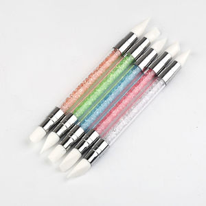 Lot de 5 pinceaux à ongles en silicone avec manche en strass, pointe en caoutchouc pour la peinture, pour la manucure, avec sac en PVC - Product Image 2