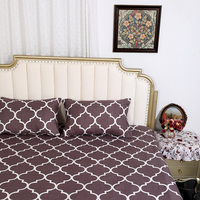 Parure de Draps Plats et Taies d'Oreiller 3 Pièces 100 % Polyester, Imprimé Floral en Microfibre pour Hôtellerie et Maison