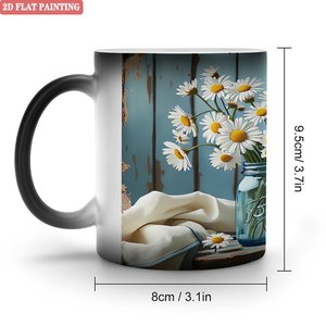 Mug en céramique noir givré 11 oz, tasse à changement de couleur activée par la chaleur, cadeau pour le team building - Product Image 1