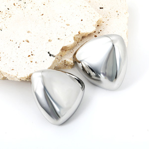 Geometric Triangular <b>Stud</b> <b>Earrings</b> Gold Stainless Steel For Women Fashion Jewelry - Product Image 4