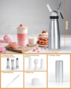 Siphon à crème professionnel 500 ml, distributeur de crème fouettée, 3 embouts décoratifs en acier inoxydable, 4 outils à injecter pour desserts - Product Image 3