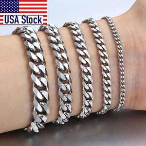 3-11mm Men's Bracelets Stainless Steel Curb <b>Cuban</b> Link <b>Chain</b> Black Gold Color <b>Silver</b> Color Bracelet for Women Jewelry - Product Image 1