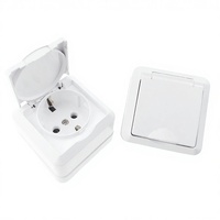 Prise murale étanche standard européenne à insertion profonde, simple, avec protection de la prise, 16A 250V, blanche