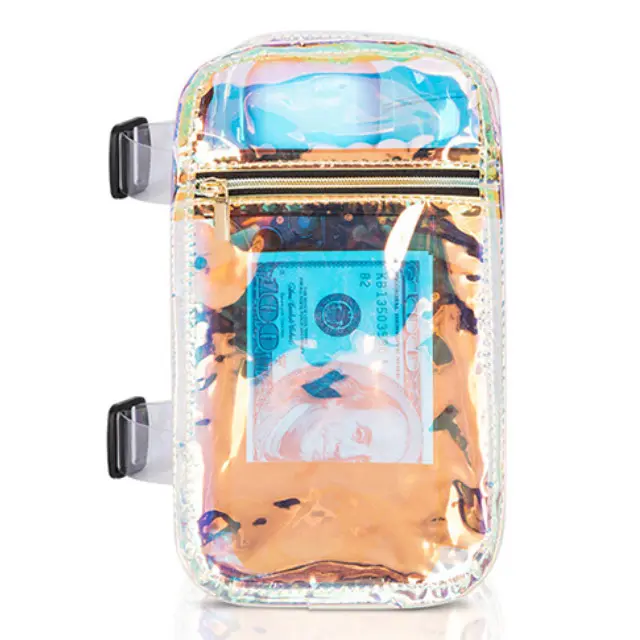 Accessori da esterno 8 "trasparente in PVC borsa olografica a goccia per telefono con cosce borse da donna carnevale gamba corpo borsa