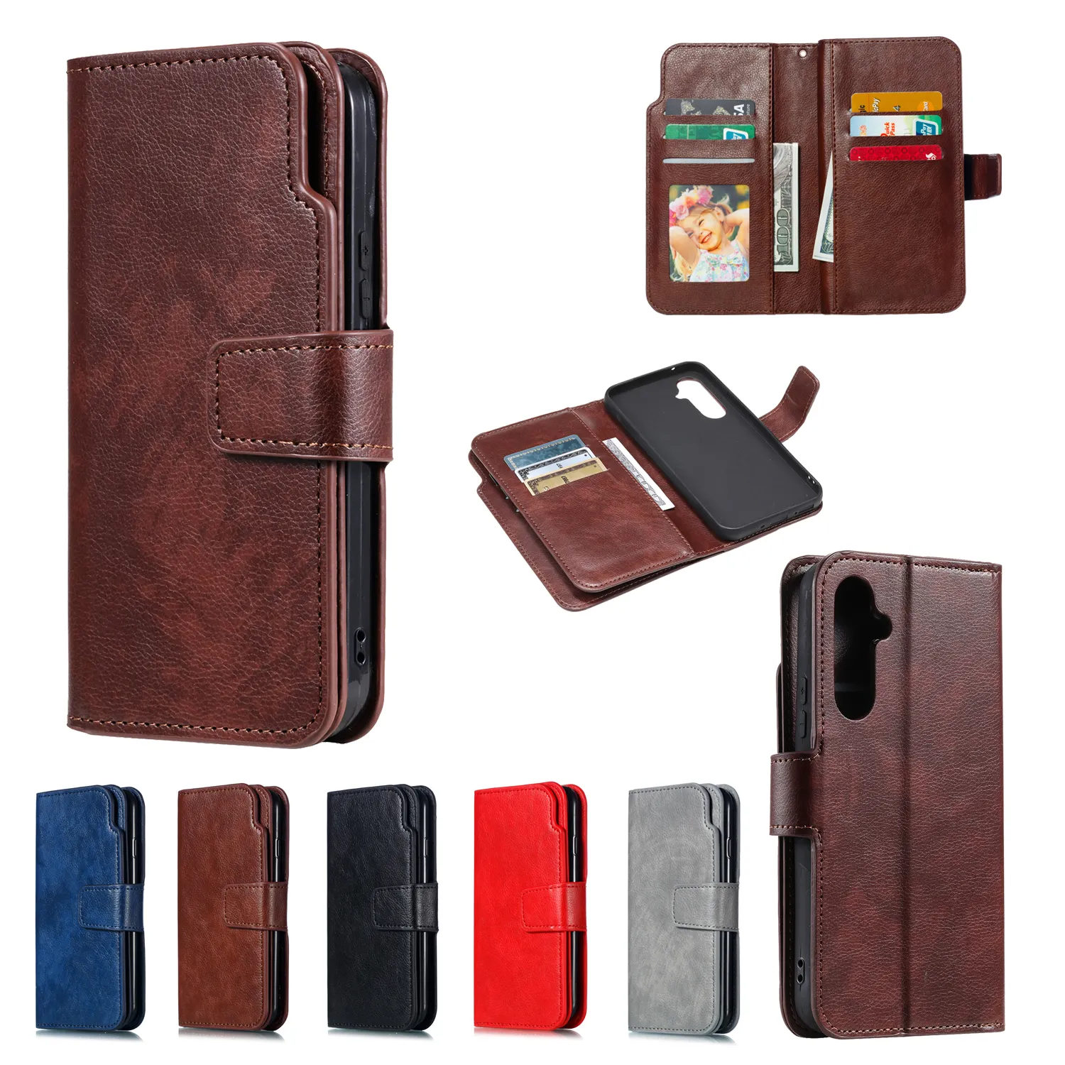 Tas ponsel Samsung, kualitas tinggi untuk tas telepon kulit PU pemegang kartu dompet Flip casing ponsel untuk Samsung S24 Ultra