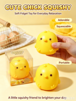 Jouet anti-stress en forme de poulet, jouet sensoriel en TPR souple à presser, poulet jaune mignon, jouet sensoriel à effet sonore