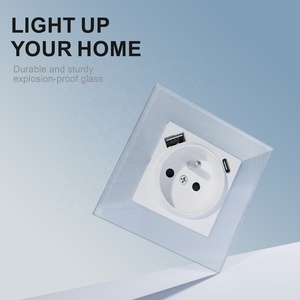 Hot bán EU tiêu chuẩn CE cấp giấy chứng nhận 16A pháp ổ cắm với Cổng USB kép ổ cắm loại A + C 2.1A / DC 5V Tempered Glass Bảng điều chỉnh - Product Image 2