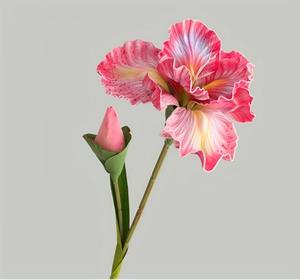 BF-IR03-1 Fleurs artificielles en latex faites à la main, haute qualité, 2 têtes, blanc, bleu, violet, toucher réel, pour la fête des Mères, vente en gros - Product Image 2