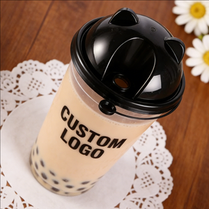 Milk Tea Pet Single Wall Plastic <b>Cups</b> with Black Cover 90mm 500cc <b>12oz</b> 18oz 30oz for Bubble Tea - Product Image 4