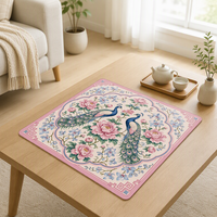 Tapis de Mahjong Classique Américain pour Quatre Joueurs 80x80cm Douze Motifs Imprimés pour Jeux de Société Événements Jeux à la Maison Célébrations