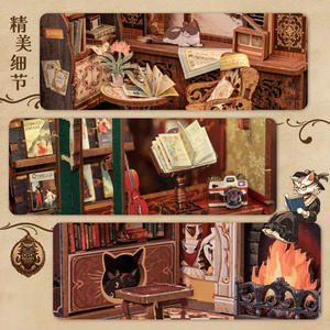 Modèle de porte-livres en bois 3D à faire soi-même - Cadre de librairie hibou, jouet <span class=keywords><strong>d</strong></span>'assemblage artisanal créatif, cadeau anti-stress pour enfants et adultes - Product Image 5