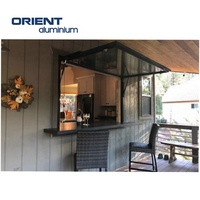 Ventana plegable bifold de aluminio, ventana de vidrio americana Vertical enrollable, rejilla para Bar, tienda y café