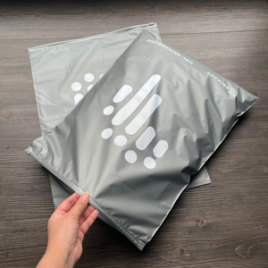 Custom Grey Zipper <b>Bags</b> with Logo Print - Matte Plastic Zip Lock <b>Bags</b> Gym Clothes <b>Bag</b> for Clothing & Retail - Product Image 4