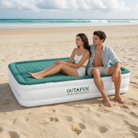 Lit d'air double OUTAFUN avec pompe intégrée, matelas gonflable durable en PVC floqué, écologique, pour chambre à coucher et mobilier de maison