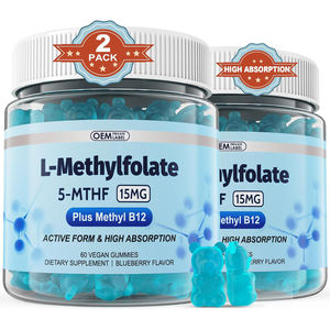 Gummies de L-Méthylfolate Biologique OEM 15mg pour Adultes – Soutien Cérébral et Humeur, Supplément de Folate 5-MTHF Méthylfolate pour Concentration et Clarté Mentale – 60 Gummies - Product Image 1