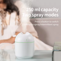 Humidificateur ultrasonique portable USB 250 ml pour voiture, diffuseur de brume froide avec veilleuse LED pour maison, bureau, hôtel