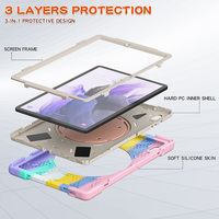 Büyük kolu kavrama tasarım silikon ve PC combo tablet kılıfı ile taşınabilir braket ve sapanlar Samsung Galaxy Tab için S7 FE 12.4 T730 T736