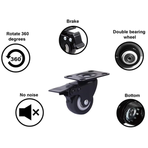 Roulettes pivotantes modernes en acier TPR noir de 2 pouces, à roulement à billes, réglables, charge 35-40 kg, pour mobilier d'hôpital et de salon - Product Image 4