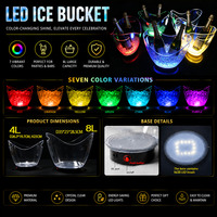 Seau à glace ovale de luxe à LED clignotant de haute qualité pour KTV, bar, fête, vin, vodka, whisky, en plastique PP, 8L