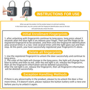 Cadenas intelligent <span class=keywords><strong>sans</strong></span> clé à empreinte digitale Serrure <span class=keywords><strong>de</strong></span> classeur <span class=keywords><strong>sans</strong></span> perçage Cadenas intelligent SmartPadlocks - Product Image 6