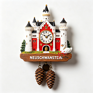 Imán de nevera personalizado con reloj del Castillo de <span class=keywords><strong>Neuschwanstein</strong></span> en 3D, recuerdo de resina con péndulo, recuerdo turístico de resina 3D con marca personalizada - Product Image 4