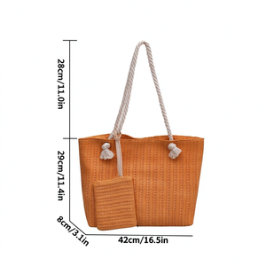 Sac fourre-tout en paille imperméable personnalisé 2025 pour femme, grande capacité 11L, motif lettres, sac à bandoulière tendance pour la plage d'été - Product Image 6