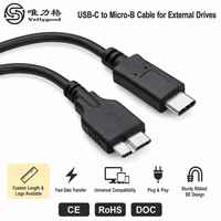 Kabel Transfer Data Hard Drive Eksternal Terlindung 1.5M dengan Konduktor Tembaga Murni ke USB-C/USB-Micro B