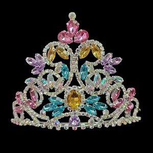 4 Inches <strong>Customizable</strong> Princess Tiara Queen Beauty <strong>Crown</strong> Colorful Comb Rhinestone Crystal Pageant <strong>Crowns</strong> - Product Image 2
