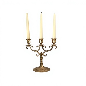 Antique Bronze Three Arm Candelabra Decorative Metal <b>Candle</b> Holder for Home Wedding Decoration - Product Image 1