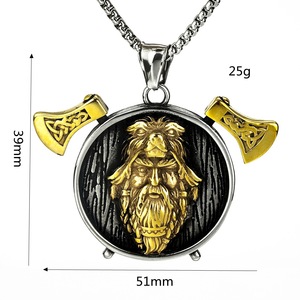 <b>Titanium</b> Steel Men's Pendant Viking Odin Face Necklace Stainless Steel Retro Themed Charm Gift Jewelry - Product Image 5