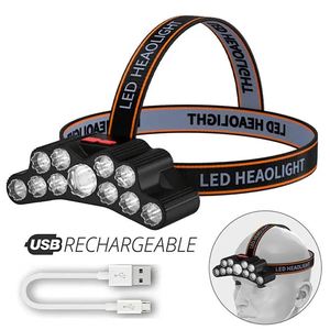 ไฟหน้าแบบพกพา 11 LED ไฟหน้าแบบพกพา ไฟหน้าแบบชาร์จไฟได้ USB ไฟหน้าแบบชาร์จไฟได้แบตเตอรี่ในตัวไฟฉายตกปลาโคมไฟกลางแจ้ง - Product Image 5