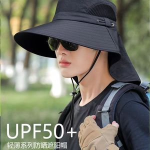 Chapeau de soleil à large bord UPF50+ respirant avec protection faciale, idéal pour le cyclisme et la pêche en extérieur, unisexe adulte, léger et à séchage rapide - Product Image 4