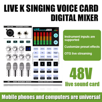 Carte son RGB à réduction de bruit, mixeur audio, kit de studio à domicile 48V pour podcast, interface externe, interface audio professionnelle